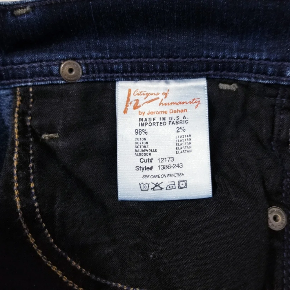 COH Citizens of Humanity Dani Cropped Straight Leg Cuffed Blue Jeans Sz 26 - Picture 13 of 13